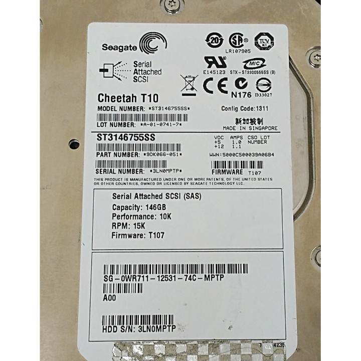 SEAGATE 9DK066-051 - Disco Rigido da 16MB. CHEETAH T10 - Mod. ST3146755SS - 15,000 RPM SAS