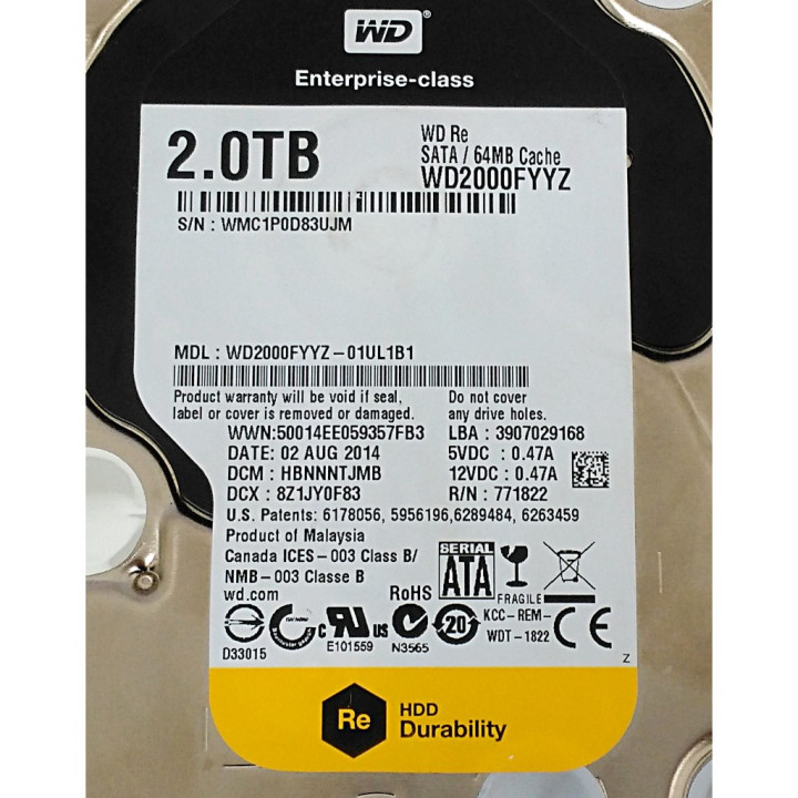 WESTERN DIGITAL WD2000FYYZ - Disco Rigido SATA da 64MB CACHE - Mod. WD2000FYYZ-01UL1B1 2.0TB
