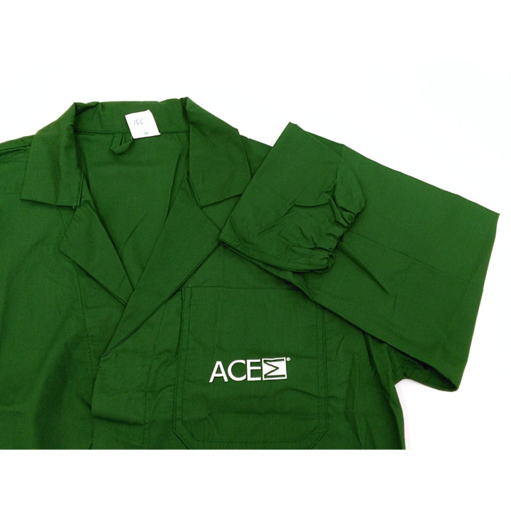 RN - Camice da Lavoro Manica Lunga in Tessuto Cotone/Poliestere Verde Scuro - Tg 50