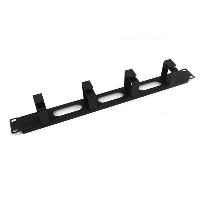 Passacavi Forato in Metallo 4 Ganci in Plastica per Armadio Rack 1U - Nero