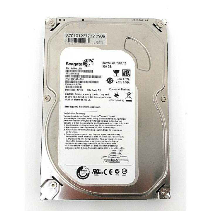 SEAGATE 9SL14C-531 - Hard Disk Barracuda 7200.12 320GB 5-12V 0.72-0.52A