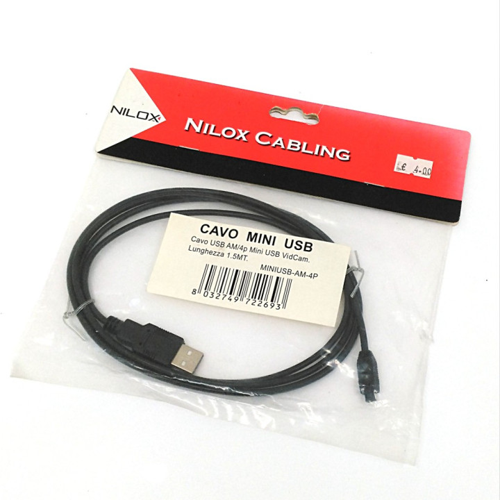 NILOX MINI USB-AM-4P - Cavo Mini USB - 1.5Mt - Nero