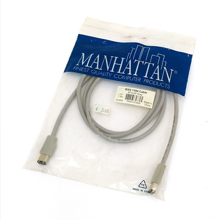 MANHATTAN 323895 - Cavo IEEE 1394 6P to 6P 5FT- 1.5Mt - Grigio