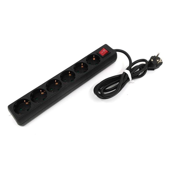 VIVANCO EKS6S - Ciabatta Multipresa 6 Posti 16A 250V 3500W Max - Interruttore - Nero