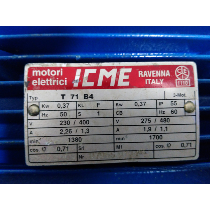 ICME T-71B-4 - Motore Eletrico Trifase 0.37Kw IP55