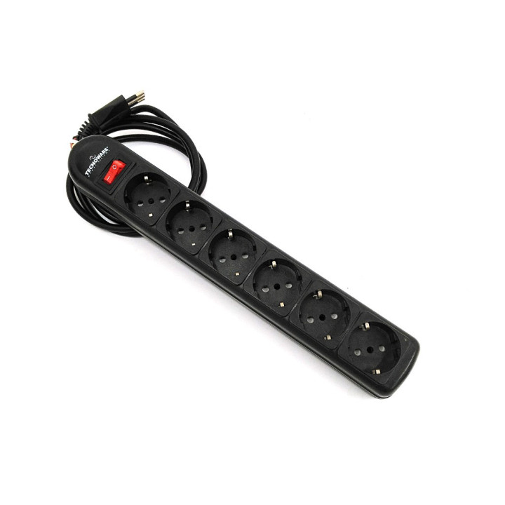 TECNOWARE - Ciabatta Multiprese 6 Posti ed Interruttore 10A 250V - Nero