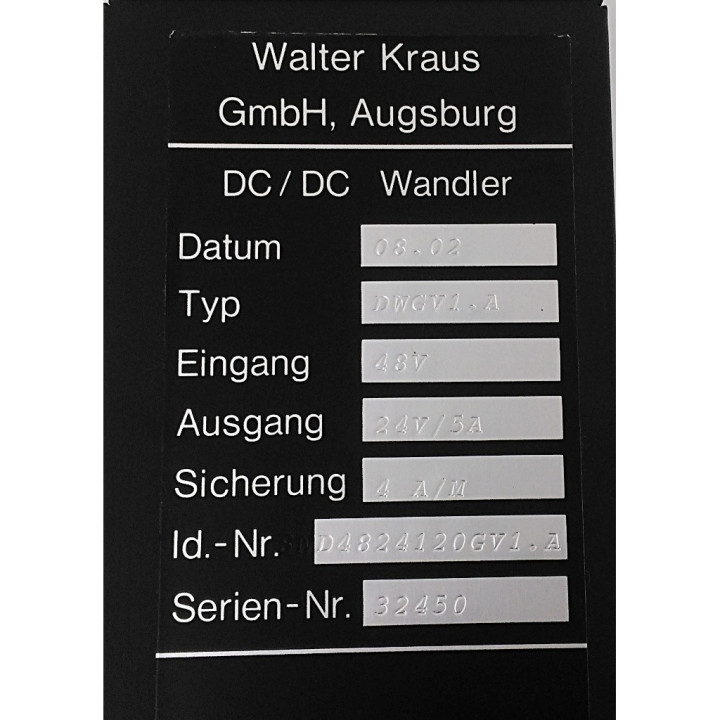 WALTER KRAUS DWGV1.A - Trasformatore Isolato PRI48V - SEC24V 5A
