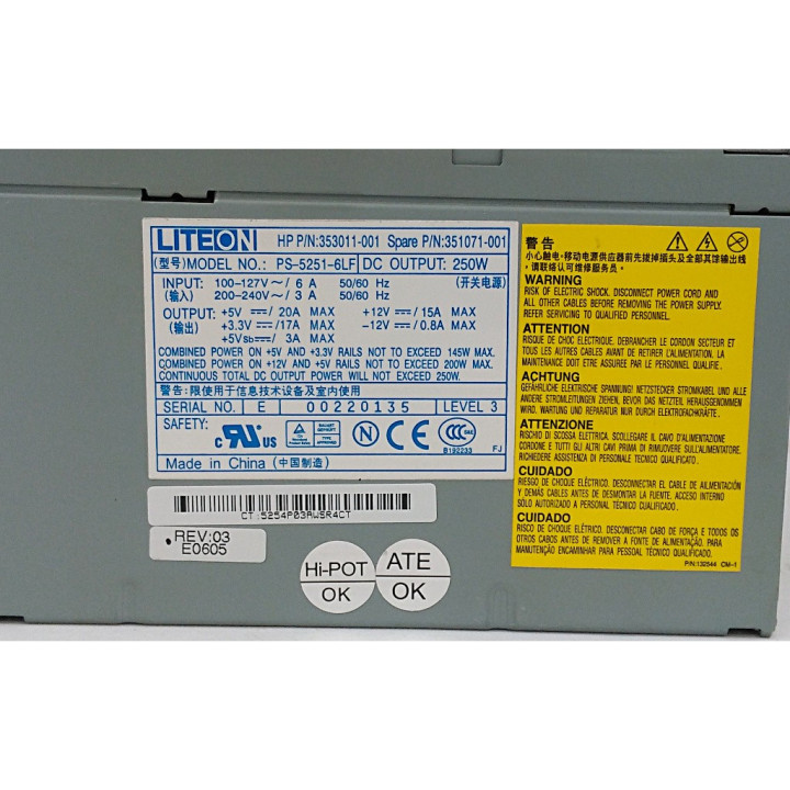LITEON PS-5251-6LF - Alimentatore ATX 250W (HP 353011)