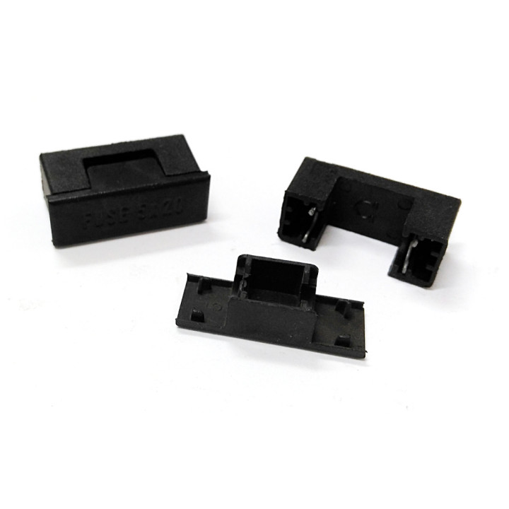 4x Omega Fusibili - Porta Fusibile a Cartuccia PCB + Coperchio Estrattore 5x20 - No Fusibile