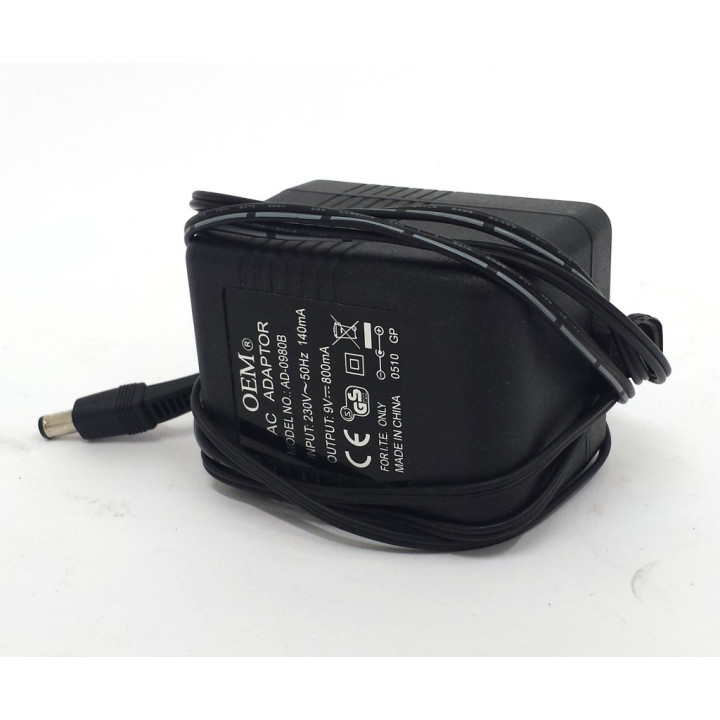 OEM - Alimentatore 9V. 800MA. 50HZ. - Mod. AD-0980B - Nero