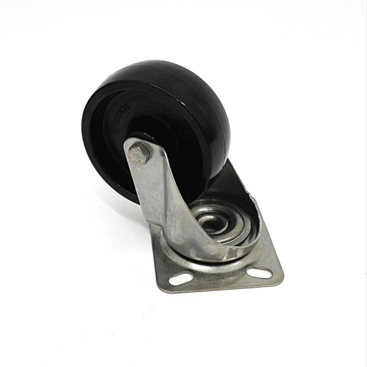 Ruota Girevole Ø 100mm con Base Rotante 85x100mm - Nero