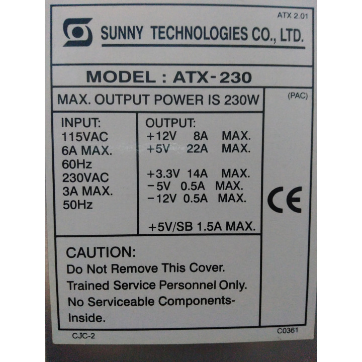SUNNY TECHNOLOGIES ATX-230 - Alimentatore 230V
