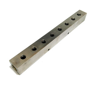 CNC 3D - Distributore Aria con 8+2 Vie in Acciaio 30x285x30mm