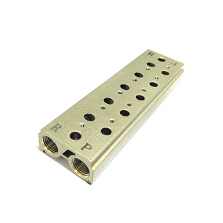 CNC 3D - Distributore Aria con 10+4 Vie in Alluminio 30x100x15mm