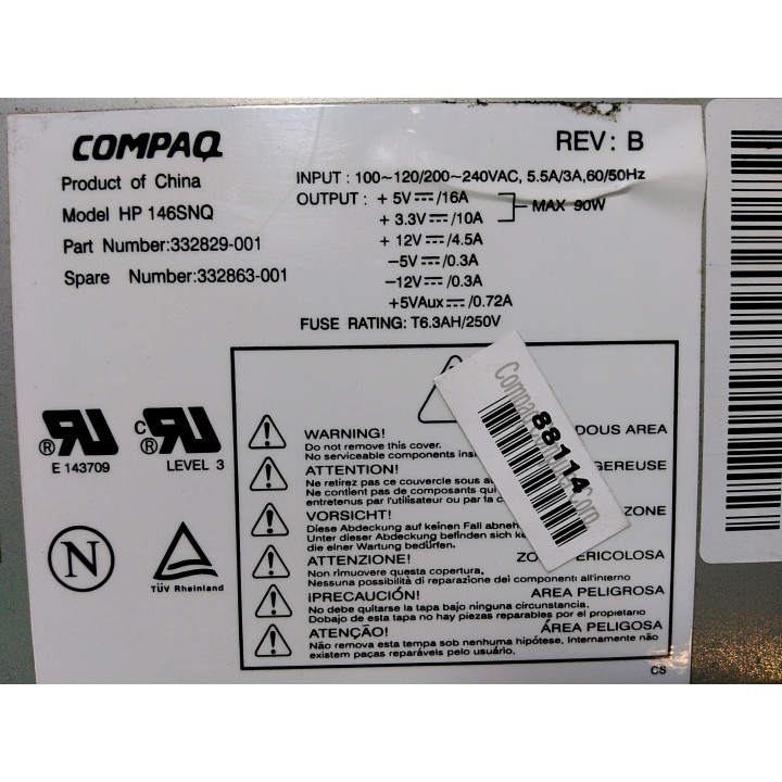 COMPAQ 146SNQ - Alimentazione Elettrica 145W