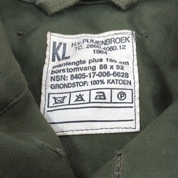 KL 8405-17-006-6622 - Giacca Esercito Olandese 100% Cotone - Verde Militare
