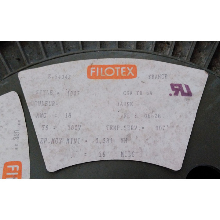 FILOTEX E-54342 - Bobina Cavo Verde/Giallo 0.381mm Style 1007 CSA TR 64 300V  - 10.000Mt