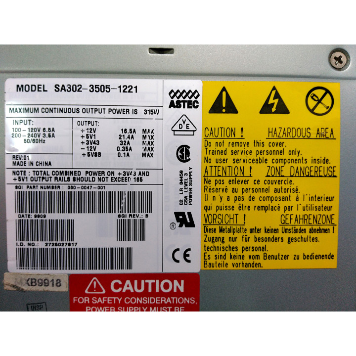 ASTEC SA302-3505-1221 - Alimentazione Elettrica 300W