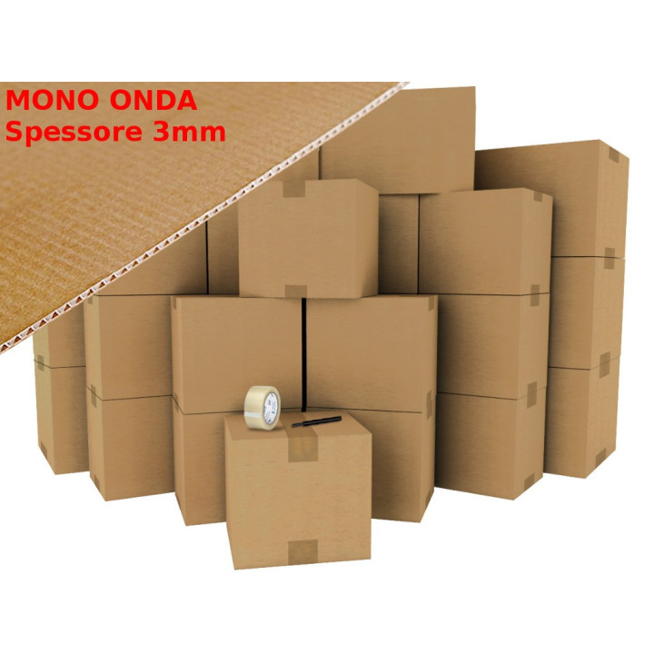 15 x Box/Cartone AVANA 3mm Mono Onda 36x26x26 - Imballaggio e Spedizione