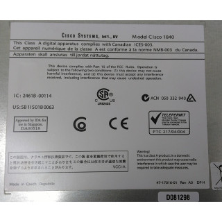 CISCO 1840 - Integrated Services Router Cisco 1840 Series 1800 con Cavo