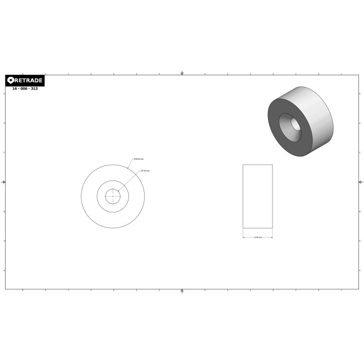 CNC 3D - Ruota in Plastica 13x14mm - F6mm