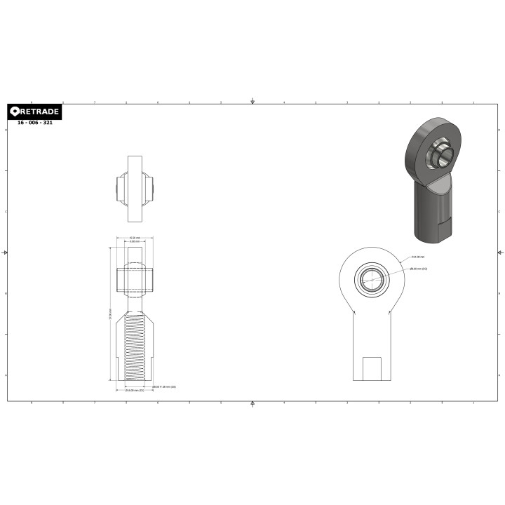 DURBAL EF10 - Rod-End M10 Femmina - CNC 3D