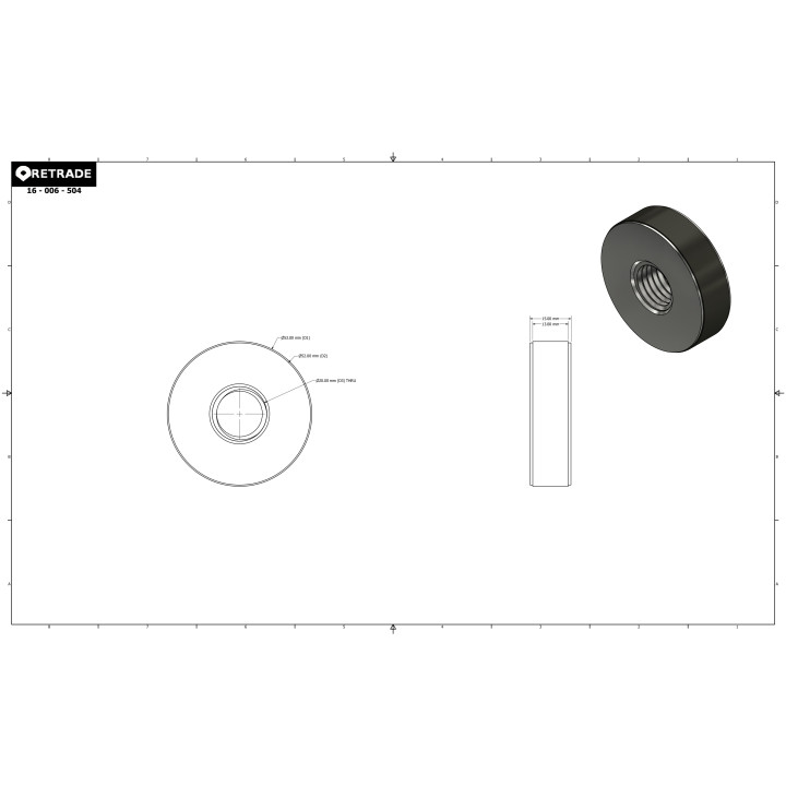 CNC 3D - Rondella di Bloccoaggio Filletato M20x53mm