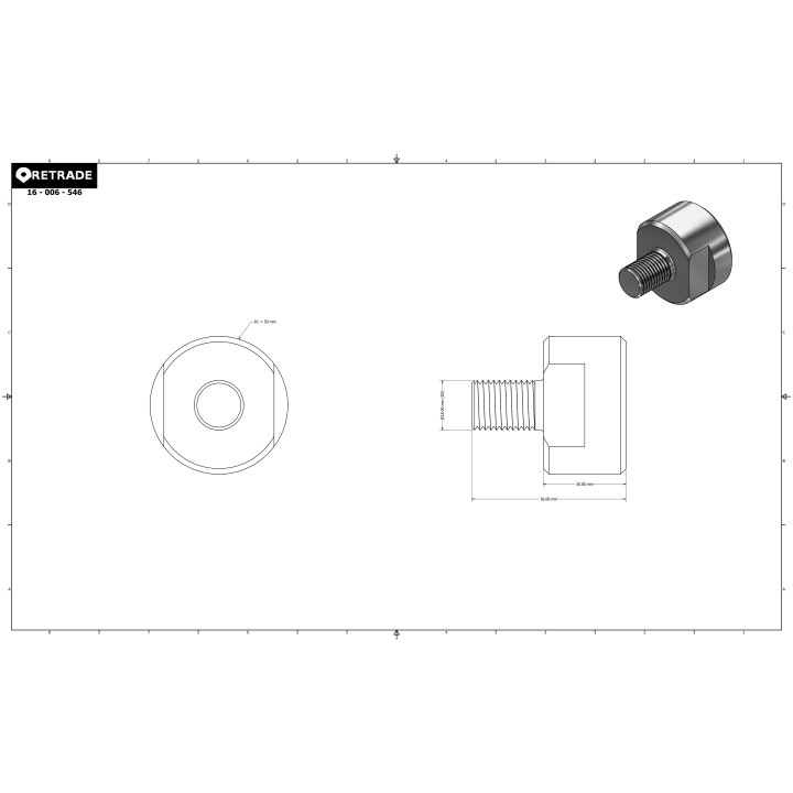 CNC 3D - Pomello Filettato M18 - Ø Est.50mm