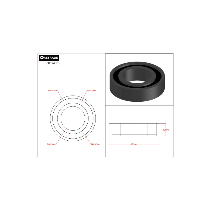 SKF 6005-2RS - Cuscinetto a Sfera 25x47x12mm