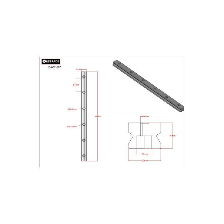 CNC 3D - Binario di Corsa per Cuscinetti