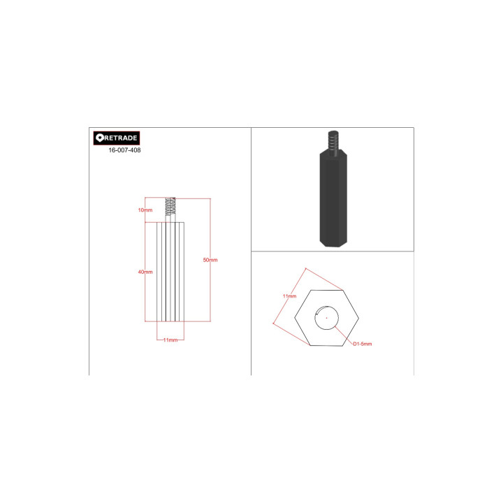 CNC 3D - Distanziatore Zincato Mascio/Femmina