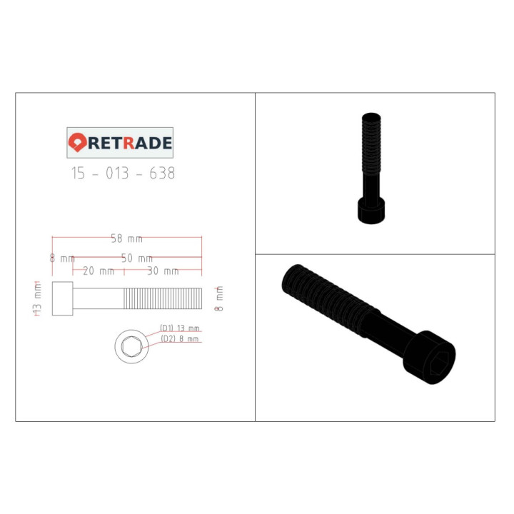 9x Viti a Testa Cilindrica con Esagono Incassato 10.9
