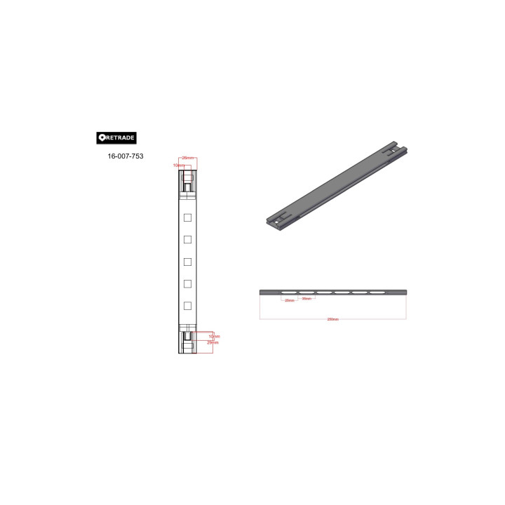 IGUS 385.25 - 2 x Barra Orizzontale per Barra di Cablatura - CNC 3D