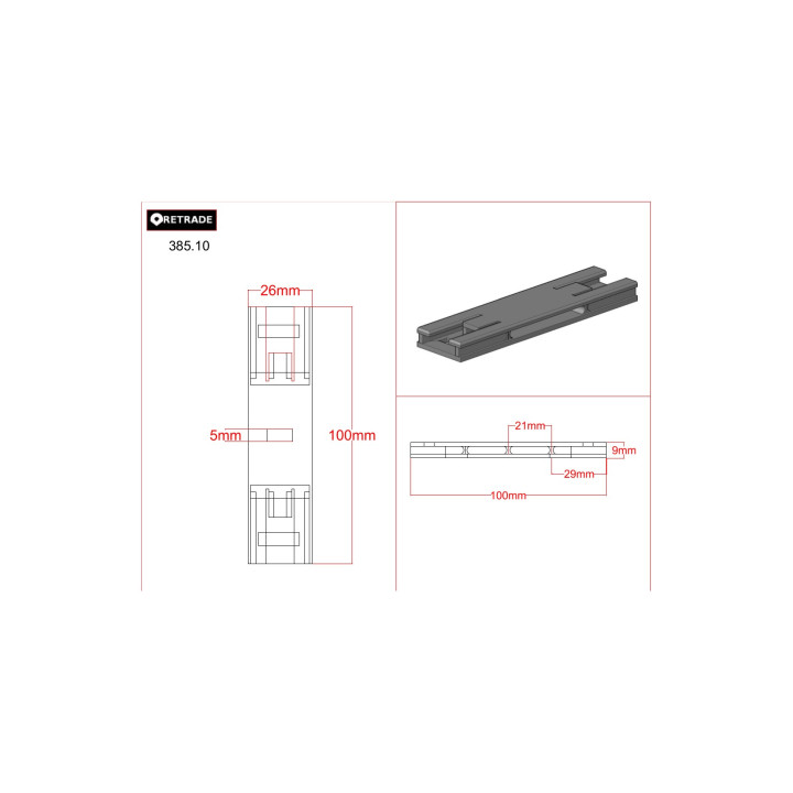 IGUS 385.20 - 2 x Barra Orizzontale per Barra di Cablatura - CNC 3D
