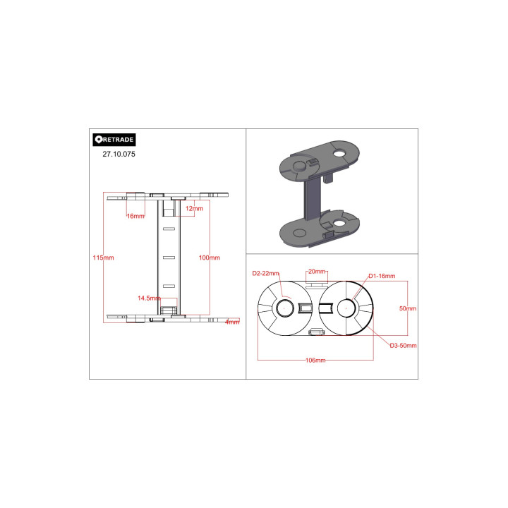 IGUS 27.10.075 - Catena di Montaggio per Nastro di Cablatura - CNC 3D