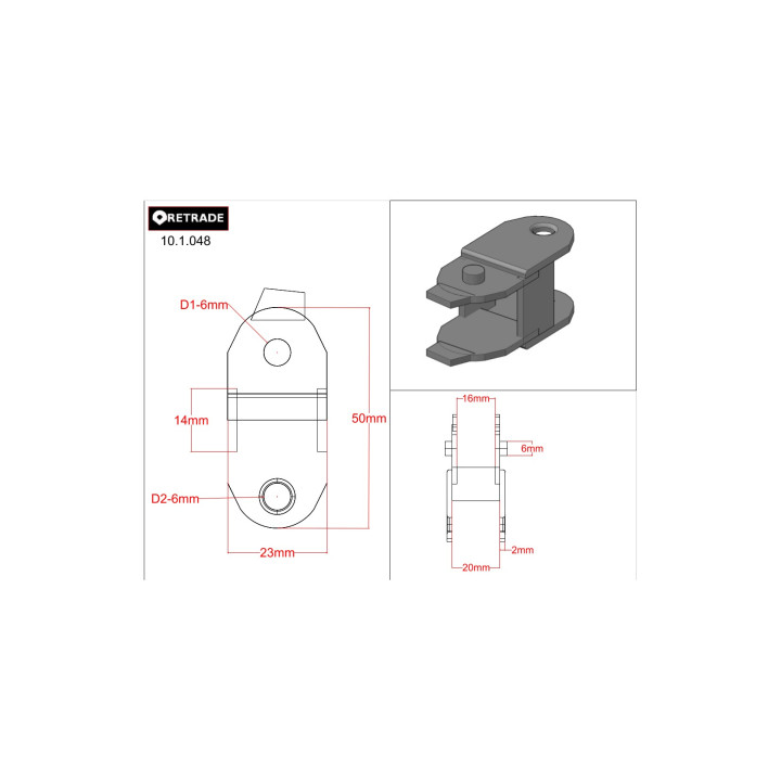 IGUS 385.20 - 2 x Barra Orizzontale per Barra di Cablatura - CNC 3D