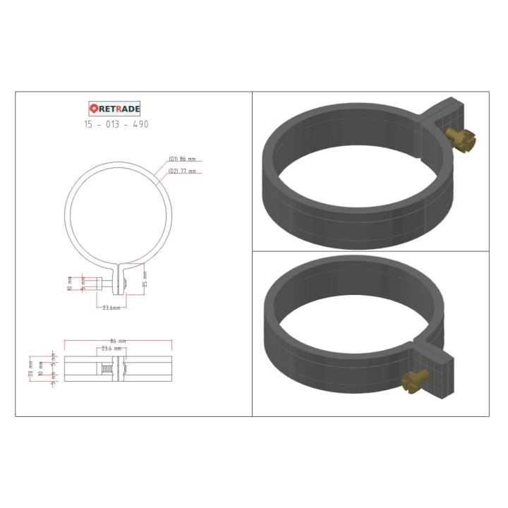 CNC 3D - Collare di Fissaggio per Tubo in Plastica
