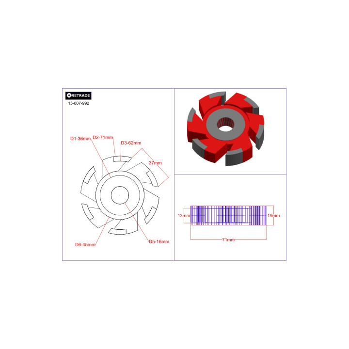 CNC 3D - Lama per Fresatrice Legno - 71mm