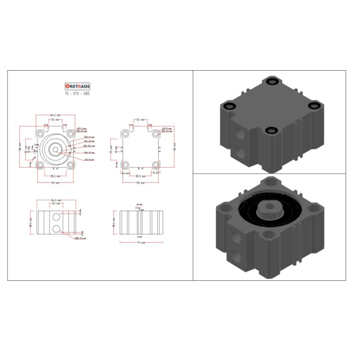CNC 3D - Pistone Pneumatico 20x30mm Doppio Azzione Maschio