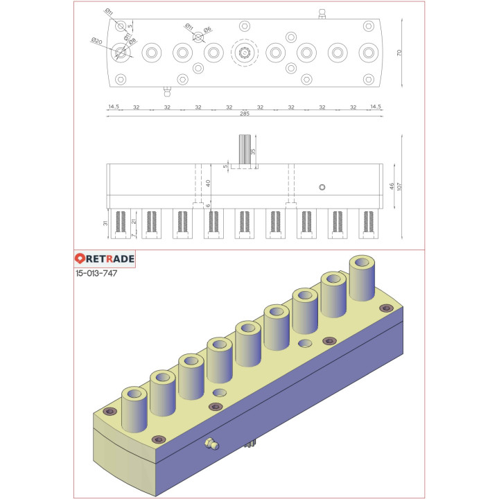 CNC 3D - Testata Multi Utensile a 9 Utensili per Legno o Alluminio