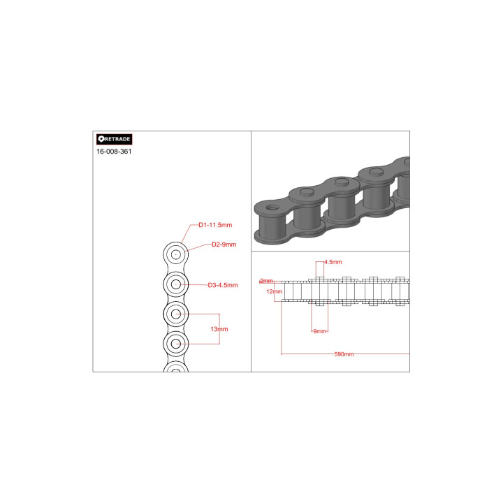 CNC 3D - Catena di Trasmisione - L 590mm