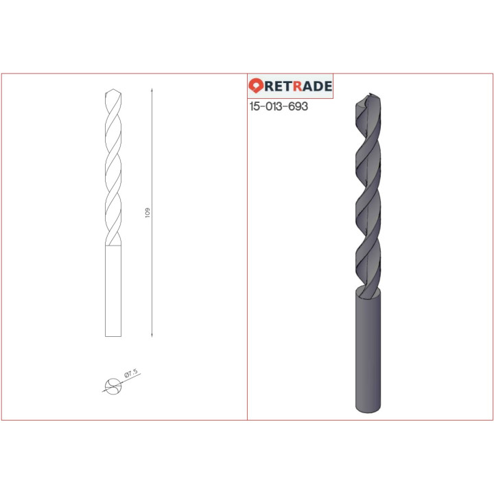 Punte Professionale per Metallo HSS 7.5mm