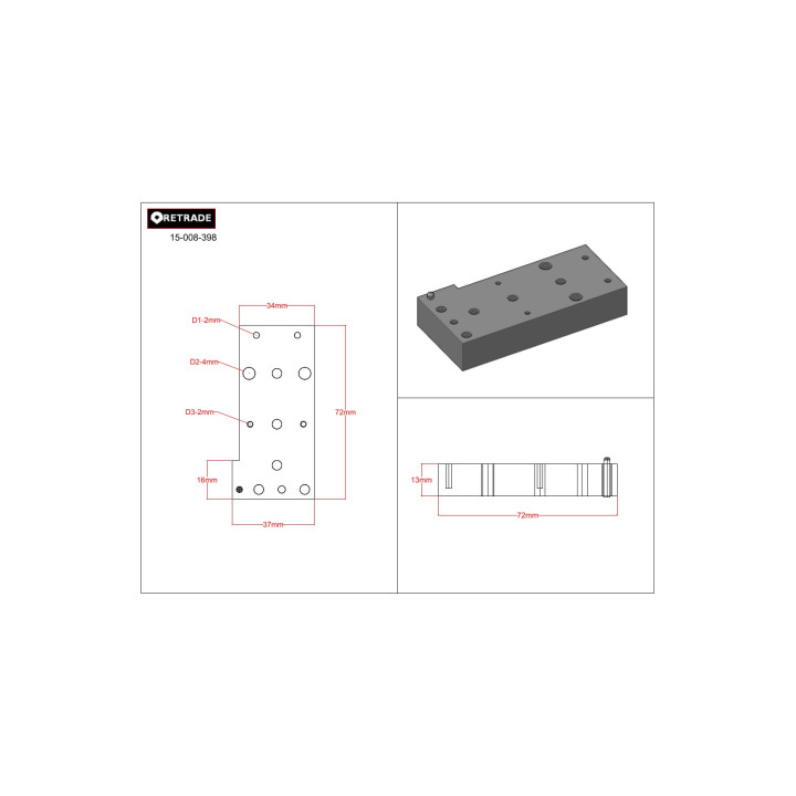 CNC 3D - 2 x Supporto in Alluminio