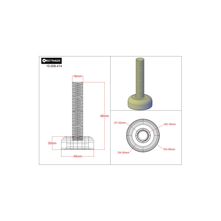 CNC 3D - Piedino/Gamba Girevole del Macchina Regolabile - L 88mm