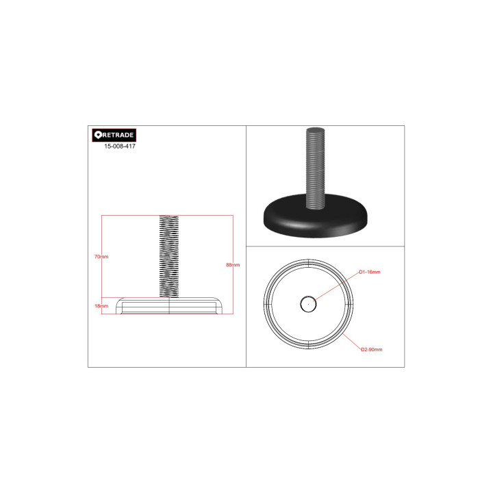 CNC 3D - Piedino del Macchina Regolabile