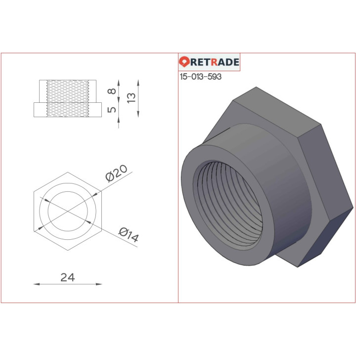 CNC 3D - 3x Dado in Acciaio
