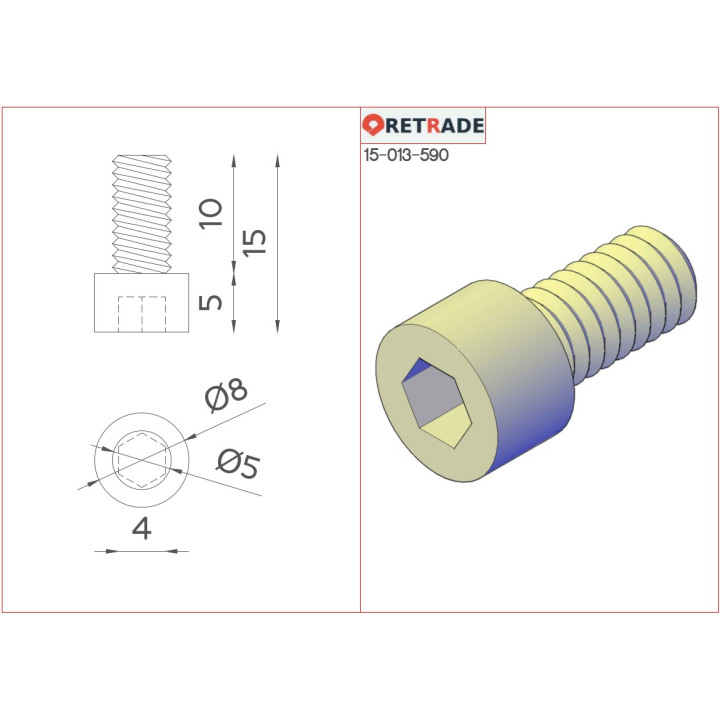 INBUS - 8x Viti a Testa Cilindrica con Esagono Incassato 10.9