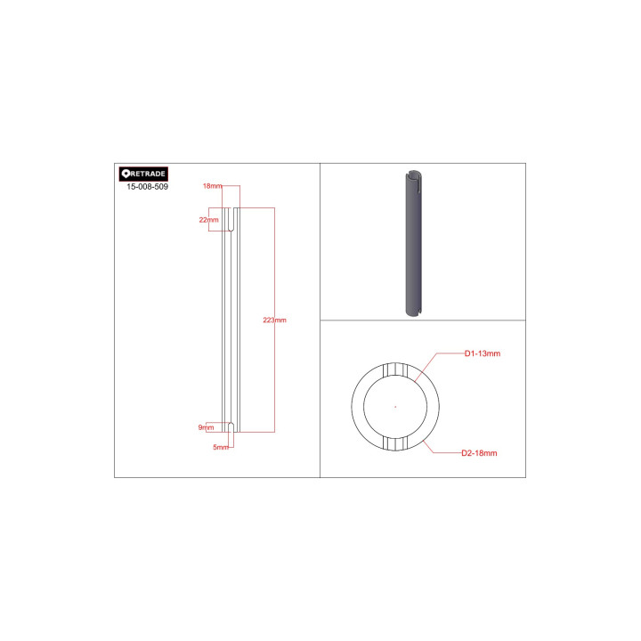 CNC 3D - Albero di Trasmissione 13x18mm - L 222mm