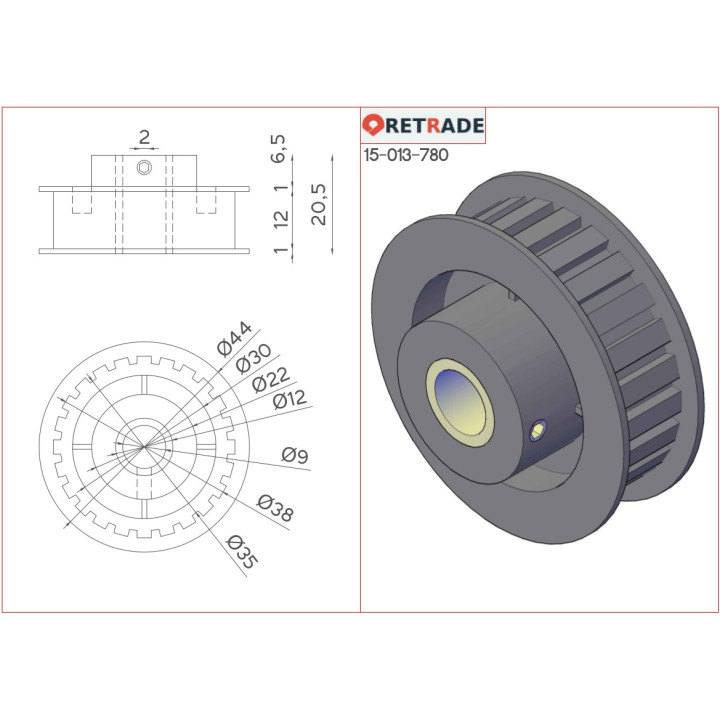 CNC 3D - Puleggia per Cinghie Sincrone 24 Denti