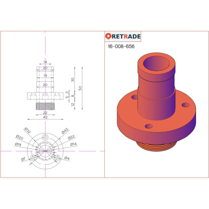 CNC 3D - Giunti per Cane Gomma M1/2"x14mm